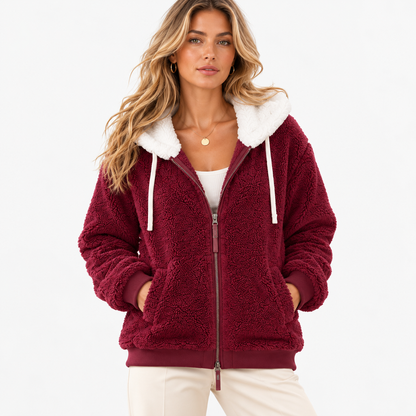 Delancey Comfort Hooded Zip Jacket — Red | Emory & Blanc