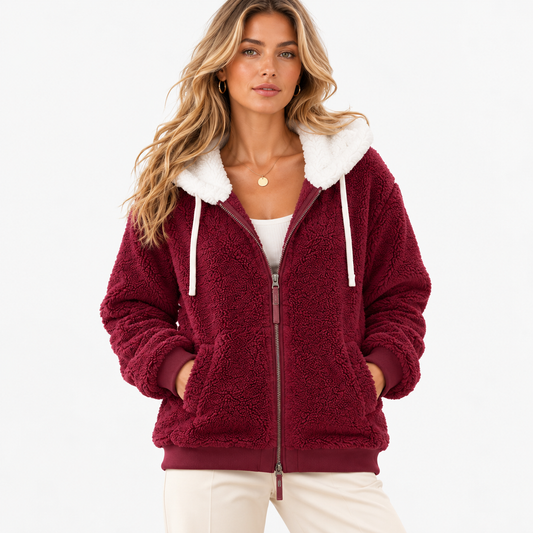 Delancey Comfort Hooded Zip Jacket — Red | Emory & Blanc