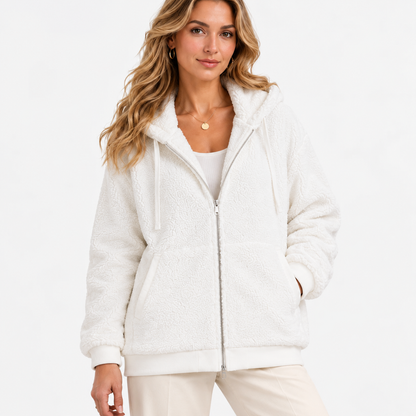 Delancey Comfort Hooded Zip Jacket — White | Emory & Blanc