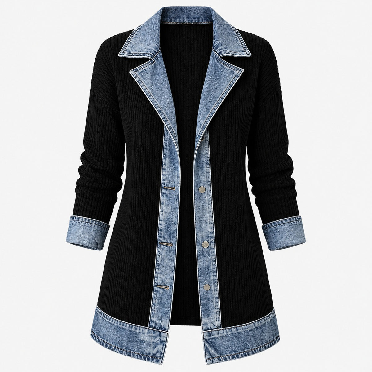 Delaney Contrast-Lapel Jacket — Black | Emory & Blanc