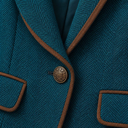 Delfina Contrast-Piped Fitted Blazer | Emory & Blanc