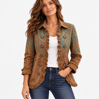 Delphia Lightweight Printed Button Jacket — Bohemian Brown | Emory & Blanc