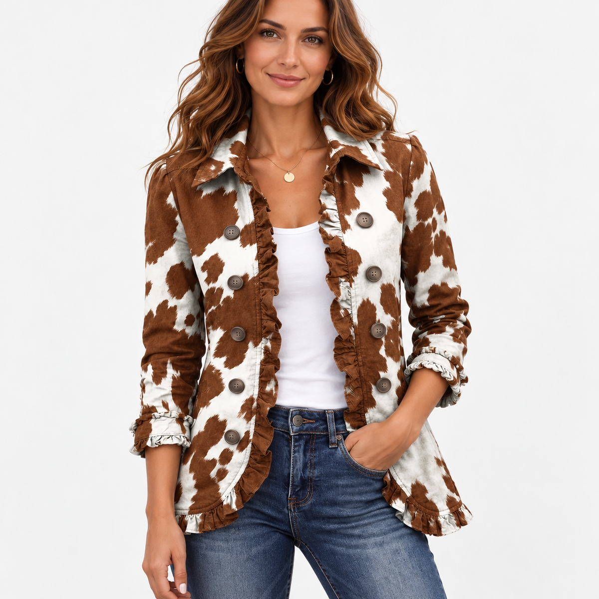 Delphia Lightweight Printed Button Jacket — Milk Print | Emory & Blanc