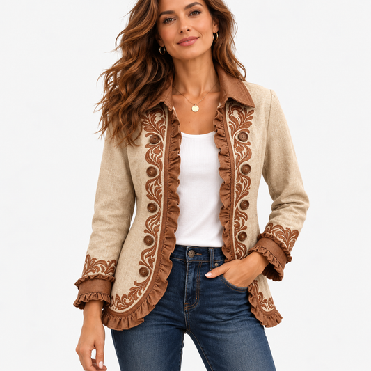 Delphia Lightweight Printed Button Jacket — Totem | Emory & Blanc