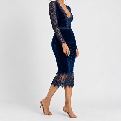 Delphina Soft Lace-Trim Midi Dress | Emory & Blanc