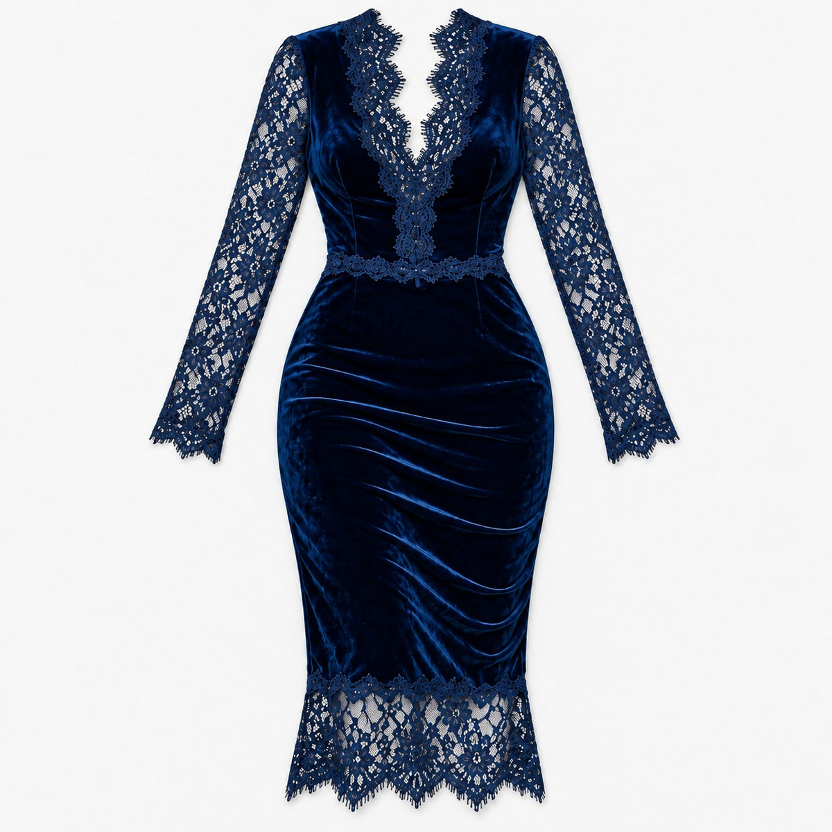 Delphina Soft Lace-Trim Midi Dress | Emory & Blanc