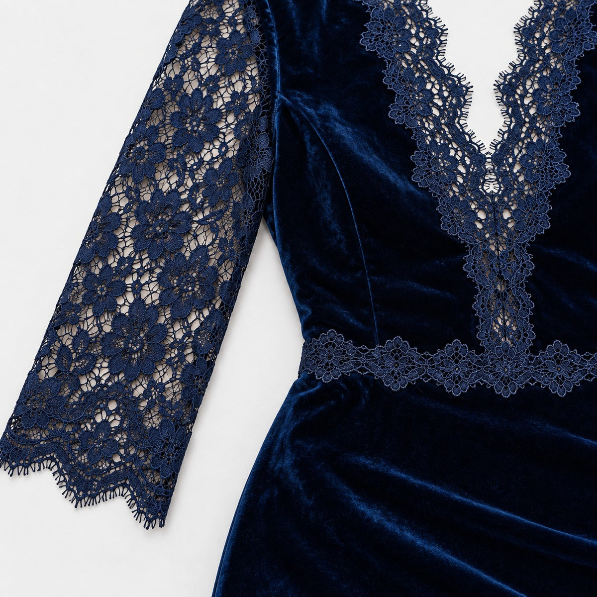 Delphina Soft Lace-Trim Midi Dress | Emory & Blanc
