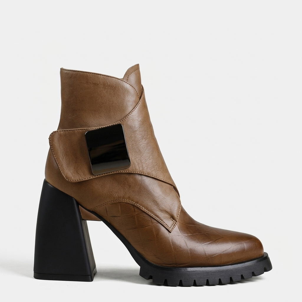 Delphine Wrap Buckle Boot — Brown | Emory & Blanc