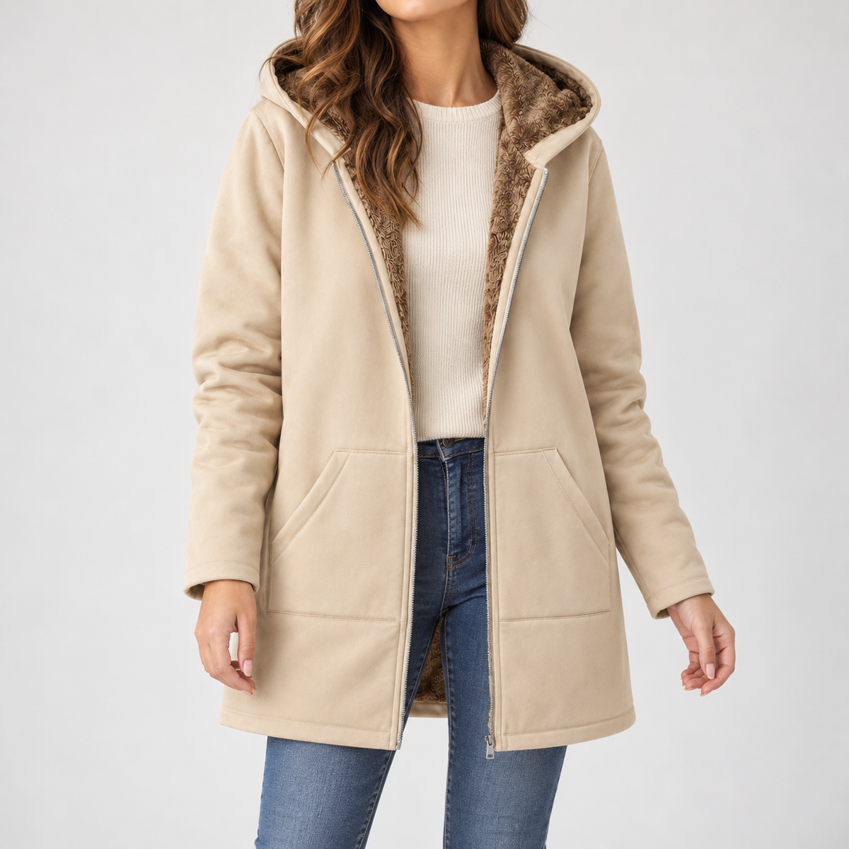 Dorine Relaxed Fit Fleece-Lined Hooded Jacket | Emory & Blanc