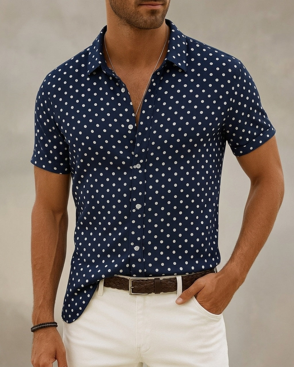 Emory & Blanc downtown dot button up variant navy 01