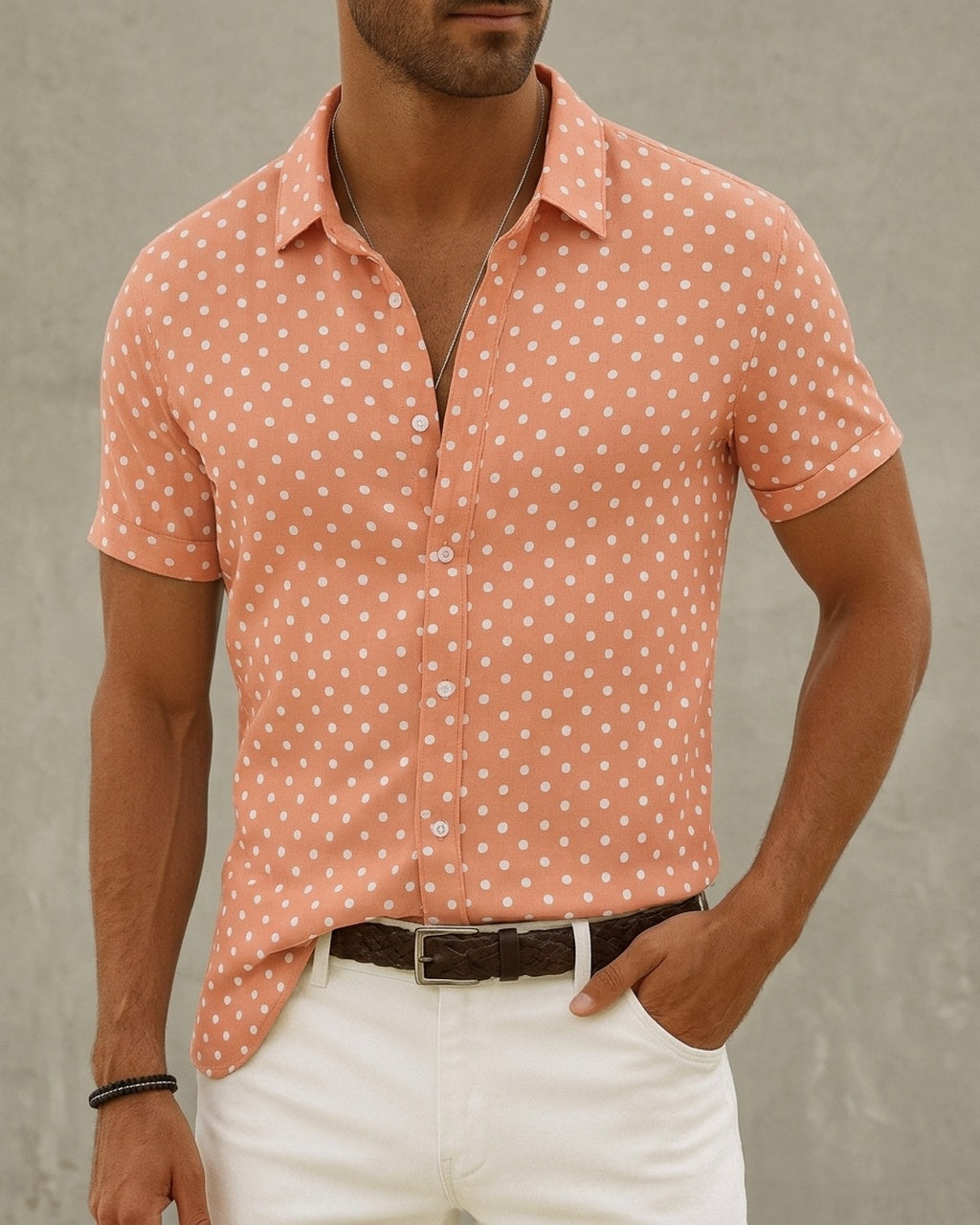 Emory & Blanc downtown dot button up variant peach 01