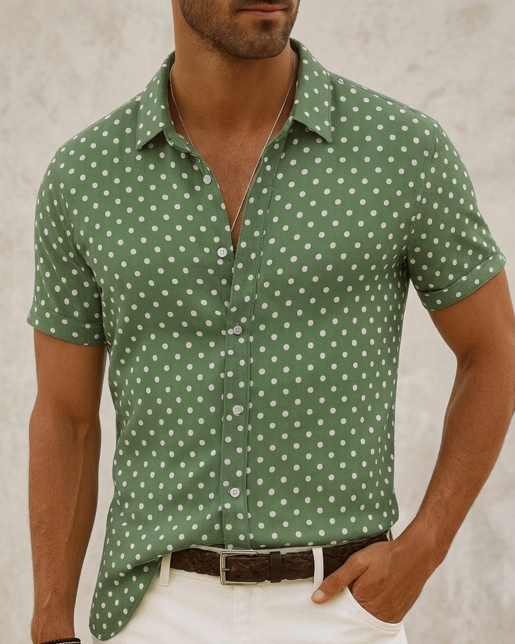 Emory & Blanc downtown dot button up variant sage 01