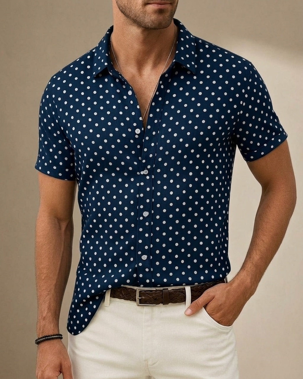 Emory & Blanc Downtown Dot Button Up Romano-style variant Midnight