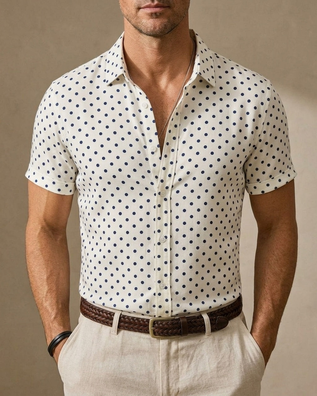 Emory & Blanc Downtown Dot Button Up Romano-style variant Salt