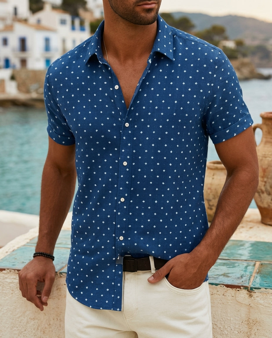 Downtown Dot Button Up premium coastal editorial