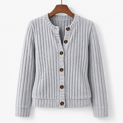 Dulcie Soft Ribbed Button-Front Cardigan | Emory & Blanc