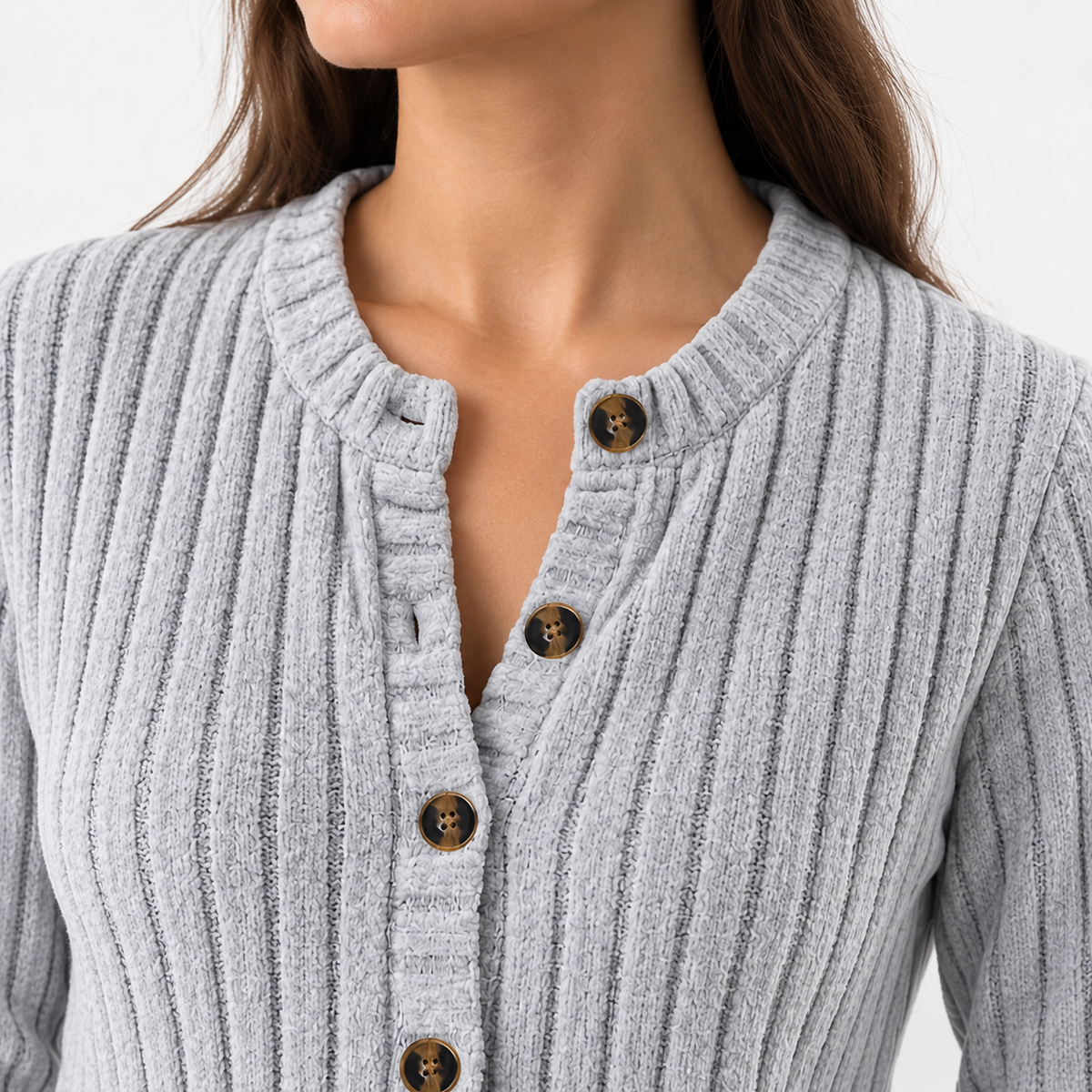 Dulcie Soft Ribbed Button-Front Cardigan | Emory & Blanc