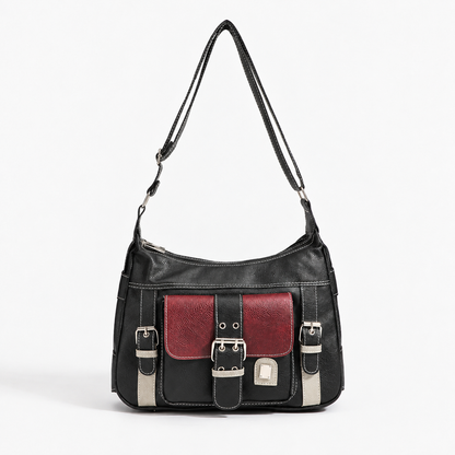 Elara Women's Lightweight Vegan Leather Bag, Buckle Front | Emory & Blanc
