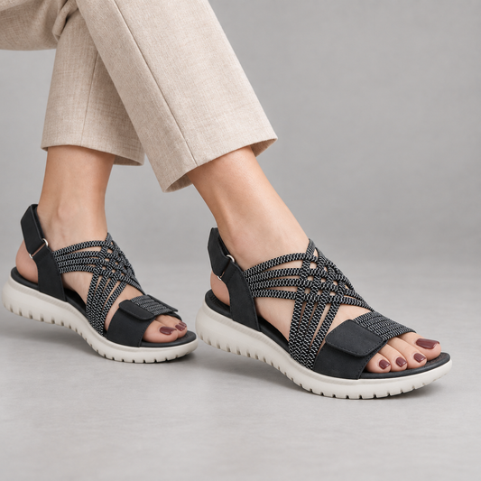 Elara Women's Orthopedic Comfort Sandals — Black | Emory & Blanc