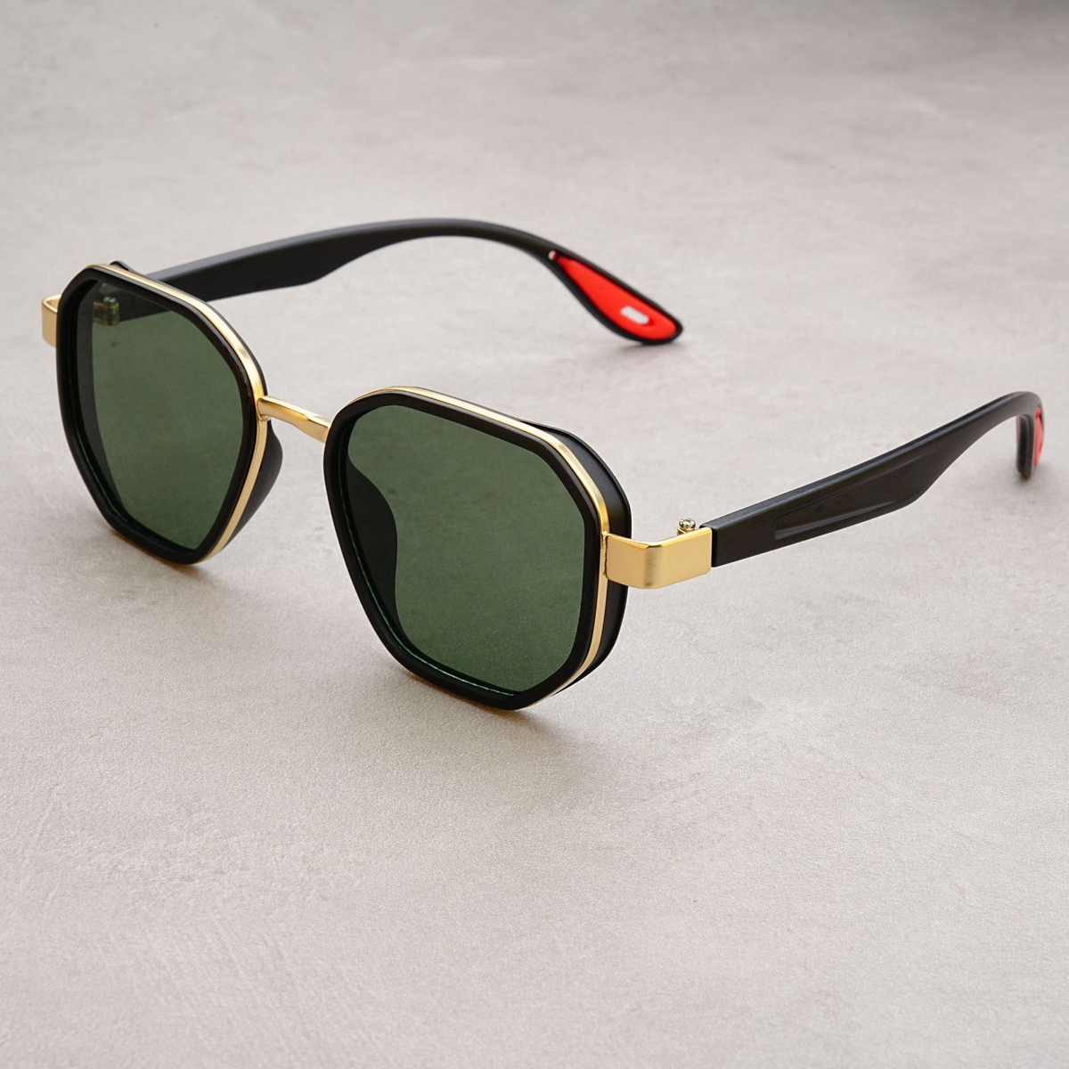 Elian Lightweight Faceted Sunglasses — Gold&Red | Emory & Blanc