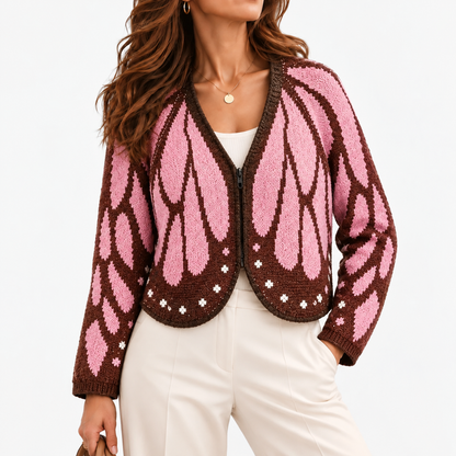Eliane Cozy Cropped Zip Cardigan — Pink | Emory & Blanc