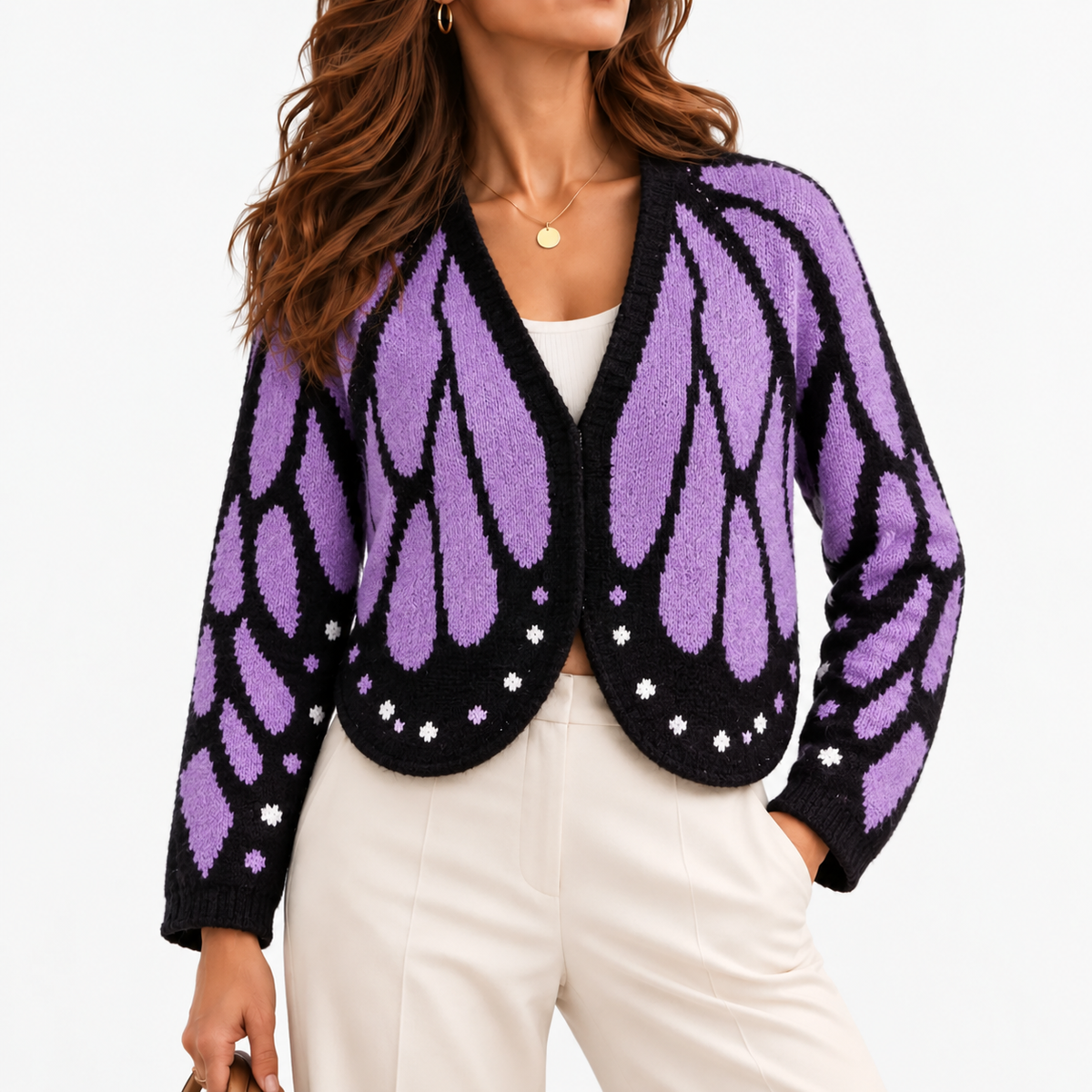 Eliane Cozy Cropped Zip Cardigan — Purple | Emory & Blanc