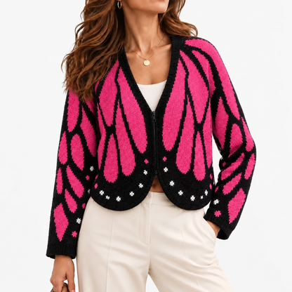 Eliane Cozy Cropped Zip Cardigan — Rose Red | Emory & Blanc
