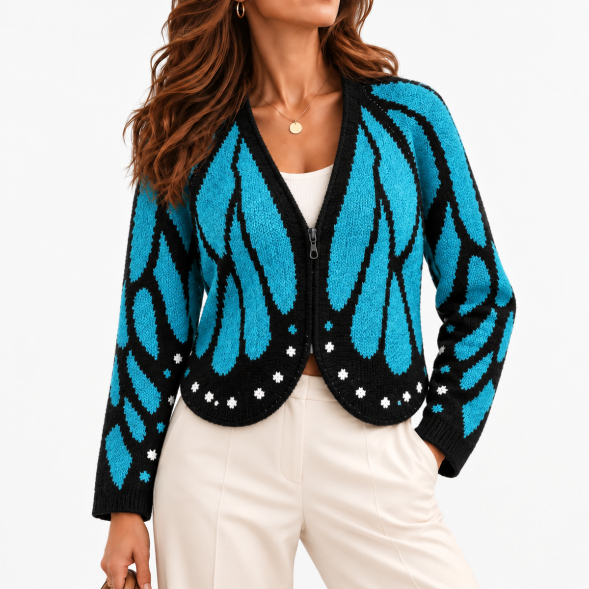 Eliane Cozy Cropped Zip Cardigan — Sky Blue | Emory & Blanc