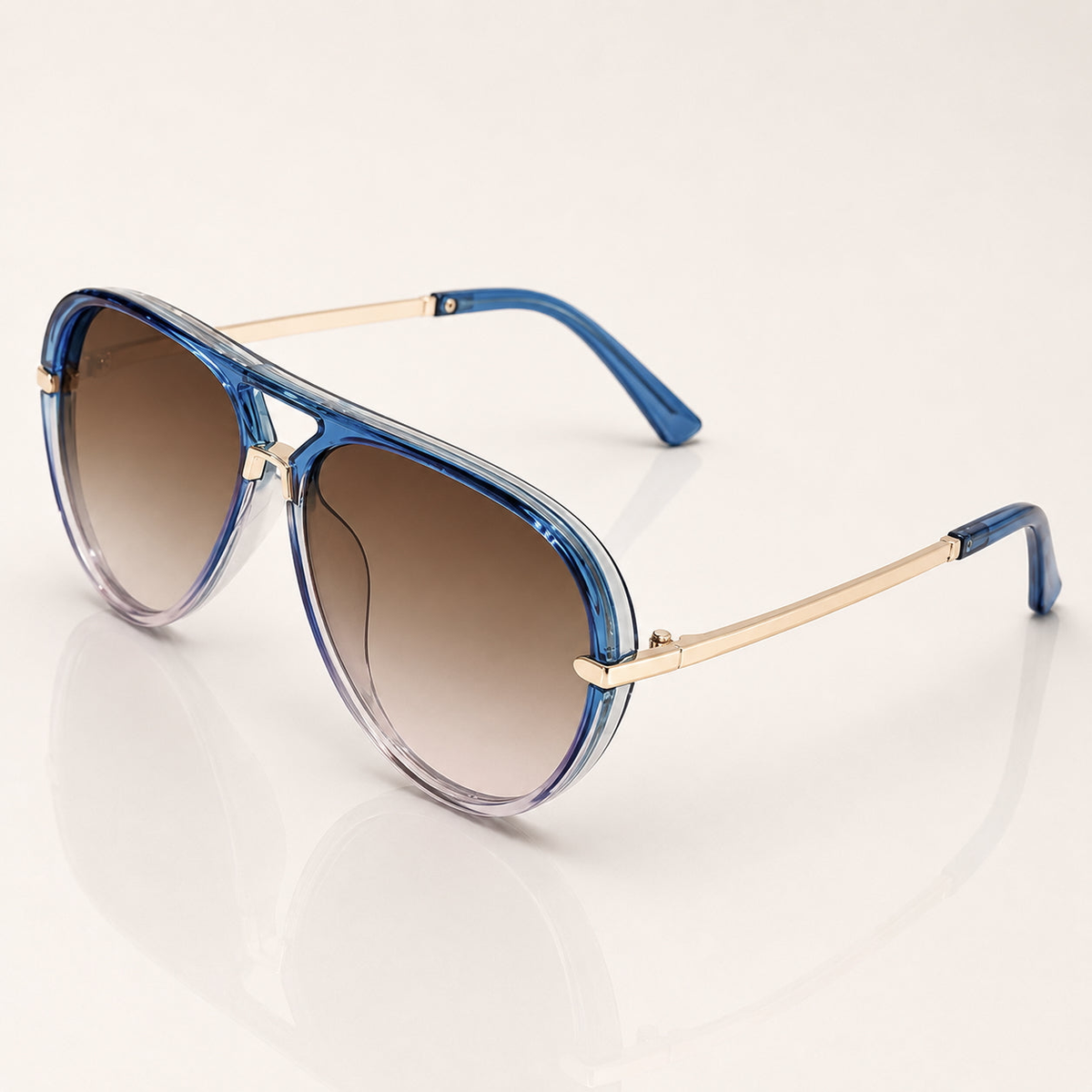 Elina Lightweight Oversized Aviator Sunglasses — Blue & Lilac | Emory & Blanc