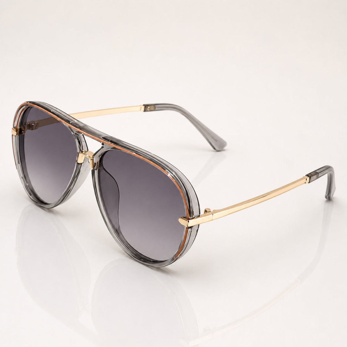Elina Lightweight Oversized Aviator Sunglasses — Clear Gray | Emory & Blanc