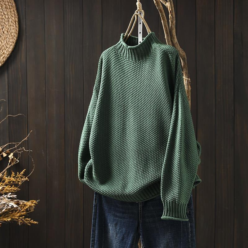 Elviane Soft Mock-Neck Sweater — Green | Emory & Blanc