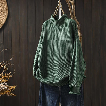 Elviane Soft Mock-Neck Sweater — Green | Emory & Blanc