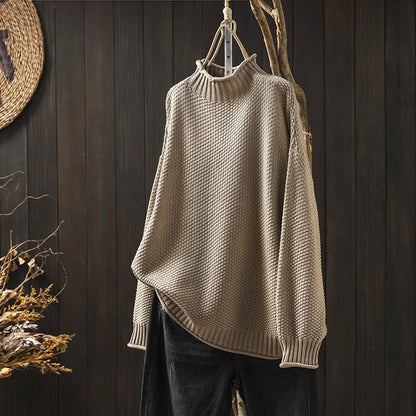 Elviane Soft Mock-Neck Sweater — Khaki | Emory & Blanc