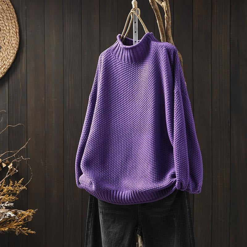 Elviane Soft Mock-Neck Sweater — Purple | Emory & Blanc