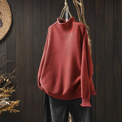 Elviane Soft Mock-Neck Sweater — Red | Emory & Blanc
