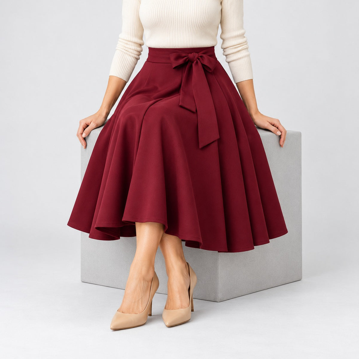 Elvina Comfort Pleated Midi Skirt | Emory & Blanc