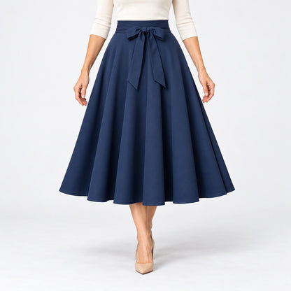Elvina Comfort Pleated Midi Skirt — Navy Blue | Emory & Blanc