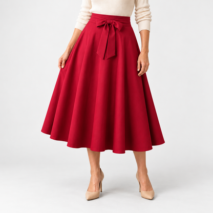 Elvina Comfort Pleated Midi Skirt — Red | Emory & Blanc