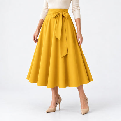 Elvina Comfort Pleated Midi Skirt — Yellow | Emory & Blanc