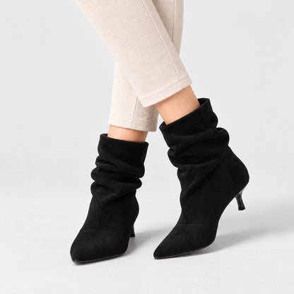 Emmeline Soft Kitten Heel Ankle Boots — Black | Emory & Blanc