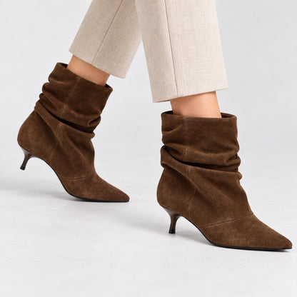 Emmeline Soft Kitten Heel Ankle Boots — Brown | Emory & Blanc