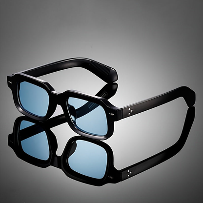 Emrys Lightweight Square Sunglasses — Black/Sky Blue | Emory & Blanc