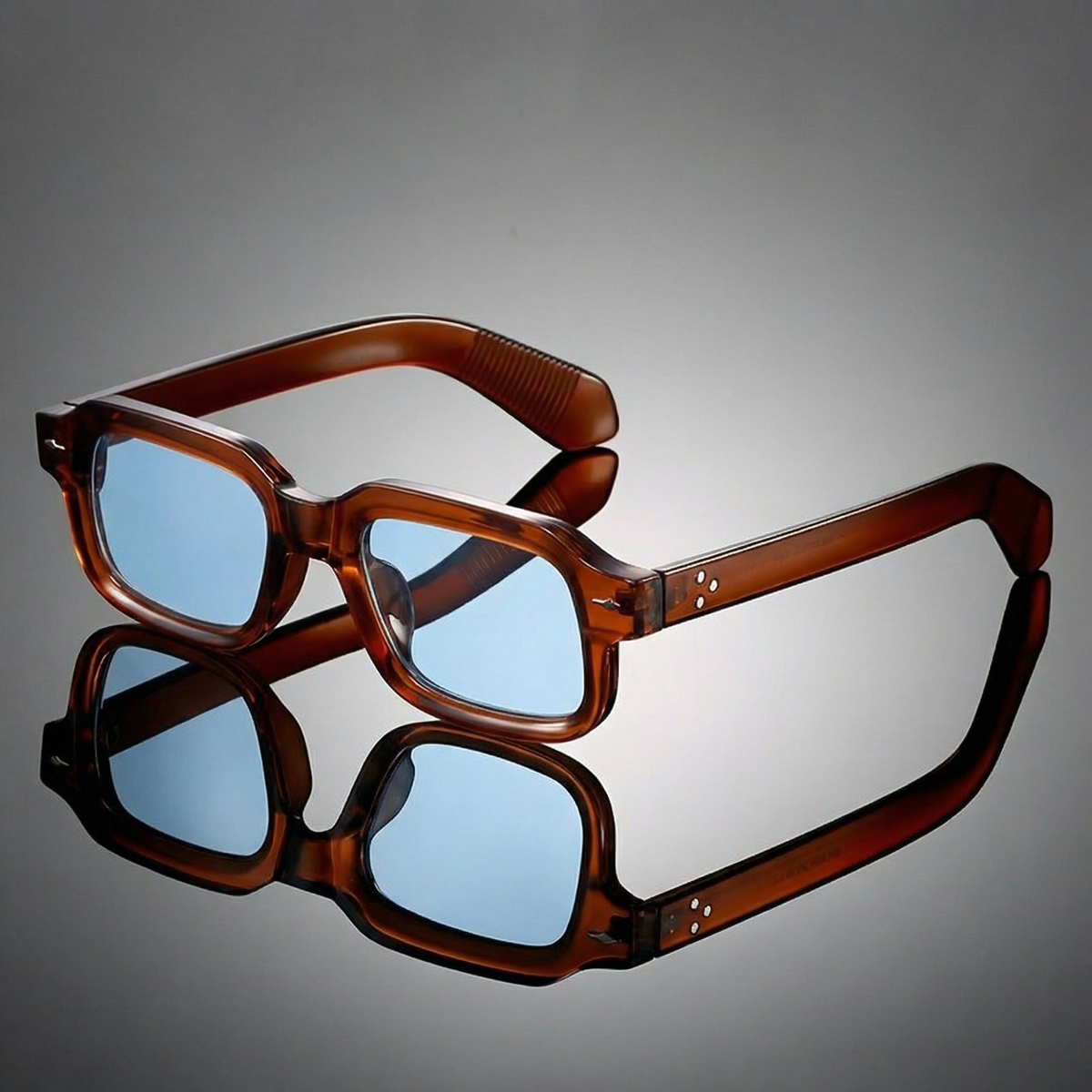 Emrys Lightweight Square Sunglasses — Caramel/Sky Blue | Emory & Blanc