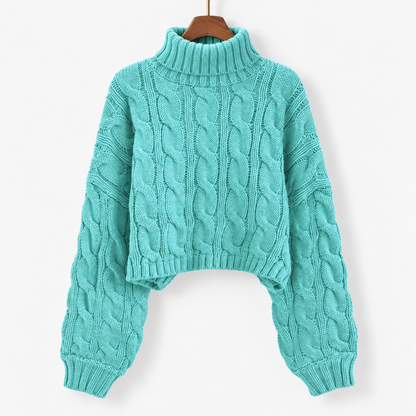Esme Relaxed Fit Cropped Turtleneck Sweater | Emory & Blanc