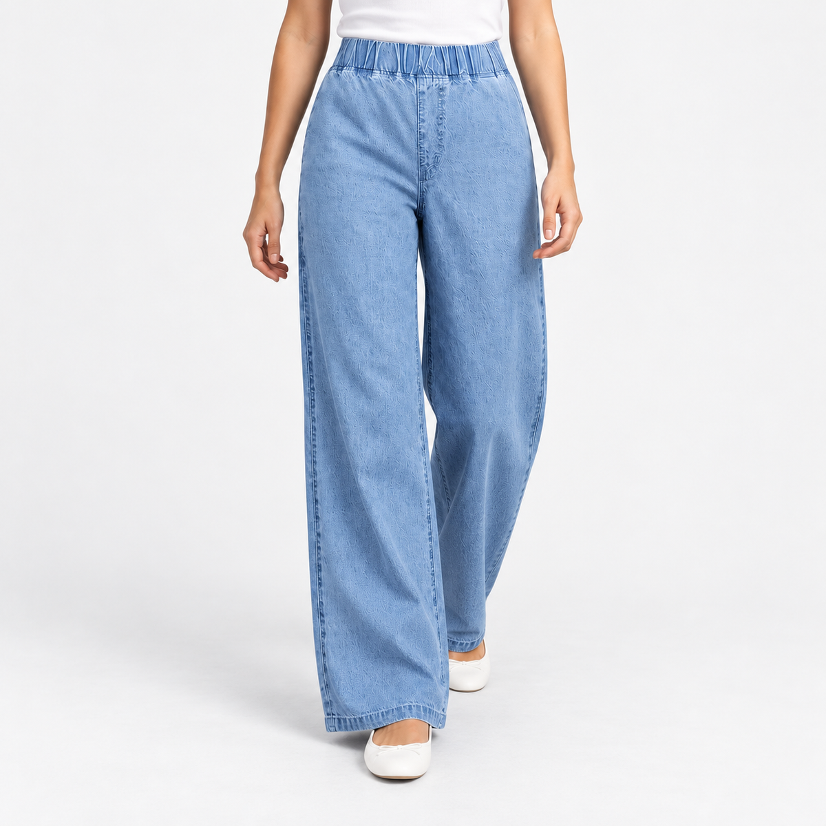 Estella Comfort Wide Leg Jeans, Pull-On Waist | Emory & Blanc
