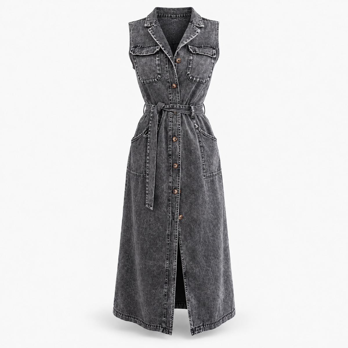 Everly Comfort Sleeveless Belted Shirt Dress | Emory & Blanc