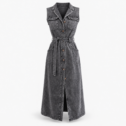 Everly Comfort Sleeveless Belted Shirt Dress | Emory & Blanc