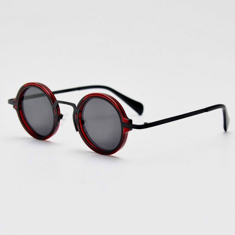 Evren Lightweight Round Sunglasses — Deep Red | Emory & Blanc