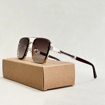 Flynn Lightweight Square Aviator Sunglasses — Brown | Emory & Blanc