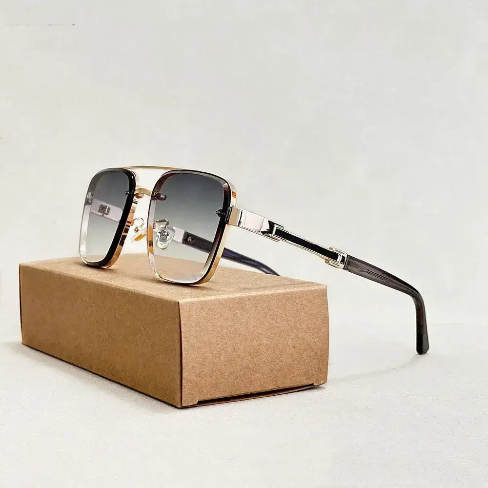 Flynn Lightweight Square Aviator Sunglasses — Gold | Emory & Blanc